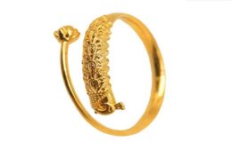 Bangle Hi CUFF 24K Gold Bracelet Fashion Peacock Embossed For Women African Bride Wedding Jewellery Gifts3585956