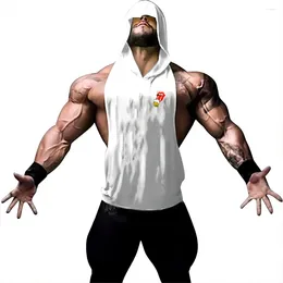 Men's Tank Tops 2024 Summer Fitness Sports Hooded Vest Gym Sleeveless Shirt T-shirt Clothing Beer Print