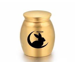 16x25mm Moon Festival Cremation Ashes Urn Pendant Rabbit Aluminium Alloy Funeral Jar For Pet Human Memorial Urn67628937194069