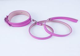 Pink Leather Bdsm Fetish Bondage Sex Collar And Leash Adult Game Restraint Collars Sex Toys Slave Collar BDSM Neck Collar for fema2507274