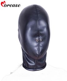 Morease Sexy Bondage Fetish Mouth Mask erotic Sex Toy For Woman Couple Restraint Adult Game PU Leather Hood Mask juguetes Y18110801036554