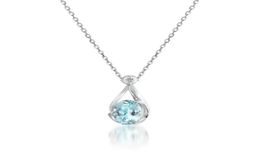 Pendant Necklaces Kurshuni Aquamarine Cubic Zircon Stone Necklace For Women Water Drop Shaped Choker White Gold Plating Jewellery En8067019