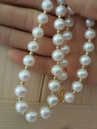 20 Gorgeous AAA 8-9mm South Sea White Pearl Necklace with 14k Solid Gold 240429
