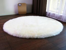 Carpets Cilected Modern White Wool Fabric Round Fur Carpet For Living Room Children039s Mats Crawling Nonslip Absorbent Rugs11422645