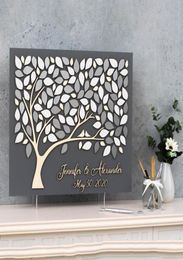 Personalized 3D Silver Wedding Guestbook Alternative Tree Wood Sign Custom Guest Book For Rustic Decor Gift Bridal Other Event P5943199