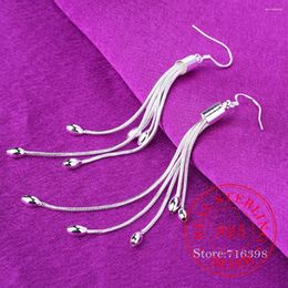 Dangle Earrings 925 Sterling Silver Tassel Chain Charm Beads Drop For Women Lady Wedding Engagement Party Fashion Jewellery