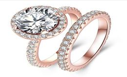 Couple Rings 2PCS Top Sell Luxury Jewelry 925 Sterling Silver Round Cut Large White Topaz CZ Diamond SONA Women Wedding Bridal Rin9137096
