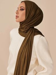 Sciarpa hijab di maglia cotone modali per scialle musulmane elastica elastica e facile hijabs sciarpe per velo africano turbante Ramadan 240430