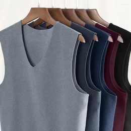 Men's Tank Tops Slim Fit Base Layer Vest Winter Seamless Thermal V-neck Sleeveless Underwear Elastic Bottoming For Warmth