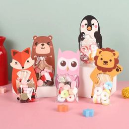 Gift Wrap 10pcs Cute Animal Bags Candy Baby Shower Birthday Party Cookie Bear Lion Box Packaging