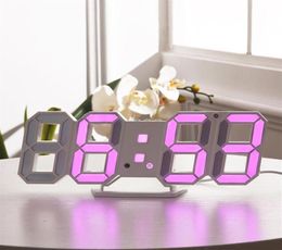 Modern Design 3D LED Wall Clock Digital Alarm Clocks Display Home Living Room Office Table Desk Night317a7717289