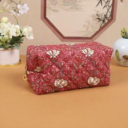 Cosmetic Bags Flower Printed Floral Puffy Quilted Makeup Bag Large Accessory Pouch Travel Toiletry Handbag Women Girls
