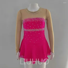 Stage Wear LIUHUO Ice Figure Skating Dress Girls Pink Gradient Women Teens Stretchy Spandex Competition Wholesale