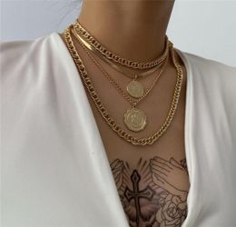 Chains Boho Coin Necklaces For Women Fashion Portrait Multi Layer Chain Choker Gold Silver Colour Vintage Jewellery Bohemain Collar 24832473
