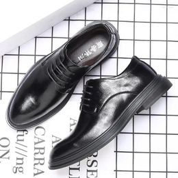 Dress Shoes Suit Leather Men's Business Formal Wear British Man Youth Black Bridegroom Wedding Small Sh