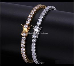 Designer Mens Bracelets Hip Hop Jewellery Diamond Tennis Bracelet Iced Out Hiphop Bling Bangles Luxury Charm Rapper Gold Sie9609915