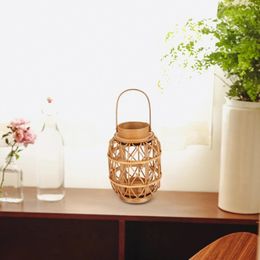 Candle Holders Woven Holder Rattan Bamboo Lantern Stand For Anniversary Wedding Living Room Dining Table Fireplace