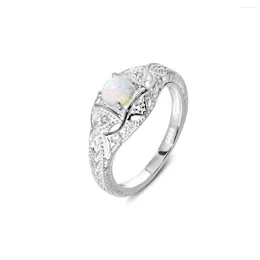 Cluster Rings Selling S925 Silver White Circular Aobao Micro Set Zircon Opal Ring Fashion