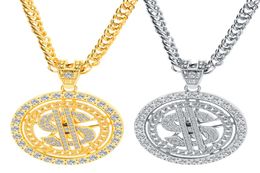 high quality iced out sparking bling hip hop Pendant Necklaces women men Jewellery choker Link chain gold silver US Dollar necklace 3561249