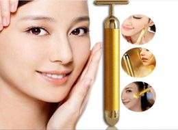 24K Gold Facial Roller Massage Body Skin Face Care Wrinkle Treatment Energy Waterproof T Beauty Bar Massager Stick Vibration9703644