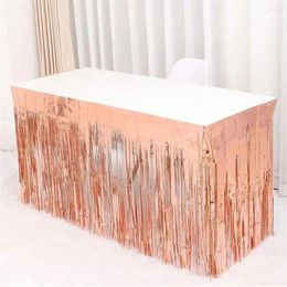 Party Decoration 2pc Rose Gold Foil Fringe Table Skirts Streamers Garland For Rectangle Banquet Graduation Birthday Event