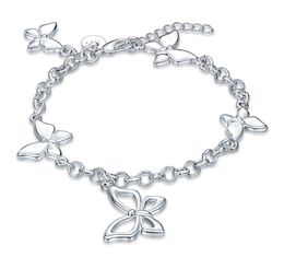 High quatity !Butterfly Bracelet sterling silver pted bracelet SPB537;high quatity fashion men and women 925 silver Charm Bracelets2515234