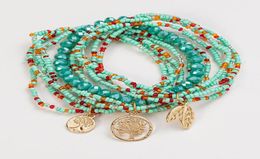 Charm Bracelets Items Layer Ethnic Handmade Multicolor Acrylic Beads For Women Tree Pendant Bracelet Set Bohemian Jewelry4256288