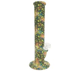 Silicone Pipe Smoling Tool 14 Inch Glow In The Dark Color Printed Unique Good Cool Custom Wax Oil Dab Dry Herb Straight Tube Bong 7208813