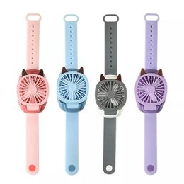 Mini Usb Rechargeable Watch Fan Portable Electric Led Wrist Strap Folding Fan For Children Kid 240418