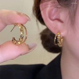 Stud Earrings Fashion Gold Color Ladies Womens Stainless Steel Hoop Glossy Luxury Designer Elegant Shiny Jewelry