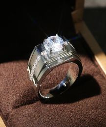 Men Rings for Wedding Engagement Shiny Cubic Zirconia Simple Elegant Design Male Marriage Rings Classic Jewelry2811451