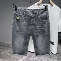 Summer Mens Ultra-thin Denim Shorts Chinese Embroidery Classic Fashion Straight Shorts Business Casual Short Jeans Male 240430