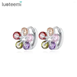 Stud Earrings LUOTEEMI Attractive Chic Cubic Zircons Earring Multicolor Flower Shape Stunning Accessories For Women Girls Party Dating