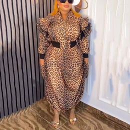 Work Dresses Women 2 Pieces Skirts Sets Leopard Printed Blouse & Fashion Elegant African Female Birthday Party Dinner Outfits