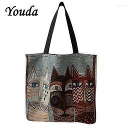 Shoulder Bags Women's Canvas Bag INS Double-sided Printing Female Handbag Mother Fashion Large Capacity Reusable