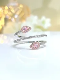 Cluster Rings Luxury Celebrity Pink Diamond Ring With Sweet Horse Eye S925 Sterling Silver Inlaid High Carbon Wedding Jewellery