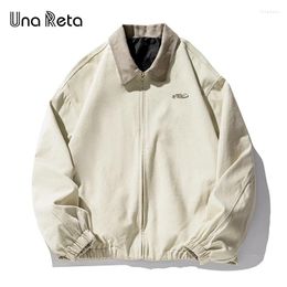 Men's Jackets Una Reta Harajuku Jacket Men Spring 2024 Hip Hop Coat Streetwear Zipper Casual Retro High Quality Lapel Women