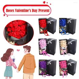 Decorative Flowers 23 PCS Soap Flower Bouquet Artificial Rose Bear Set With Gift Box For Valentine's Day Mother's Wedding Christmas J3I0