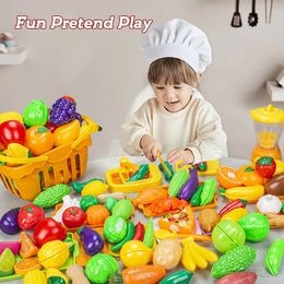 Fruits Vegetable Model Kitchen Pretend Play Cutting Toys Childrens Cooking Simulation Food Christmas Gift For Kids Toddlers 240416