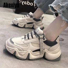 Fitness Shoes Gray Green Chunky Sneakers Women 2024 Breathable Mesh Large Size Vulcanized Woman High Heels Platform S749