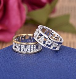 Zircon Hollow Letter Ring for Men and Women European and American Personality Trend Simple Ring Jewelry ZK403989678