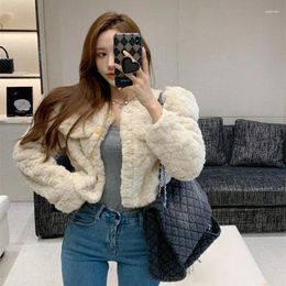 Women's Jackets Xpqbb Lamb Wool Short Jacket Women Autumn Winter Wild Temperament Faux Fur Coat Ladies Korean Fashion Streetwear Plush