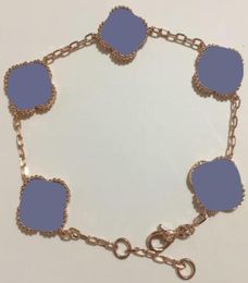 6 Colours Fashion Classic 4Four Leaf Clover Charm Bracelets Bangle Chain 18K Gold Agate Shell bijoux for mens womens Wedding Mothe8061750
