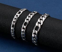 5pcs in bulk stianless steel Embossed figaro Chain NK Chain bracelet bangle 7mm8mm9mm 8 inch jewelry for mens fashion gifts5267485