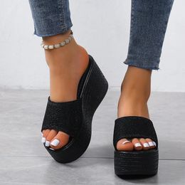 Sandals Summer 2023 Women Slippers Wedges Platform Beach Flip Flops Trend High Heels Ladies Shoes Pumps Thick Slides Mujer 240425