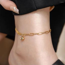 Anklets Stainless Steel Anklet Minimalist Fashion Round Pendant Chain Senior For Women Jewelry Banquet Fine Gifts Everyday Wear