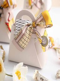Gift Wrap Temperament With Hand Box Candy Bag PU Leather Ribbon Bow Handbag ShapeGift9793825