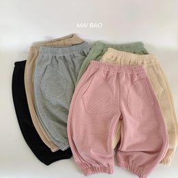 Trousers Children Clothing Kids Sweatpants 2024 Summer Boys And Girls Solid Colour Pants Elastic Waist Casual Simple Fashion