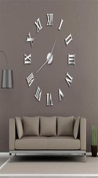 Modern DIY Large Wall Clock 3D Mirror Surface Sticker Home Decor Art Giant Wall Clock Watch With Roman Numerals Big Clock Y2001103871978