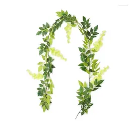 Decorative Flowers 7ft 2M Artificial Flower Vine Wisteria Ivy Leaf Garland Fake Plant Outdoor Home Garden Trailing Wreath Wedding Arch